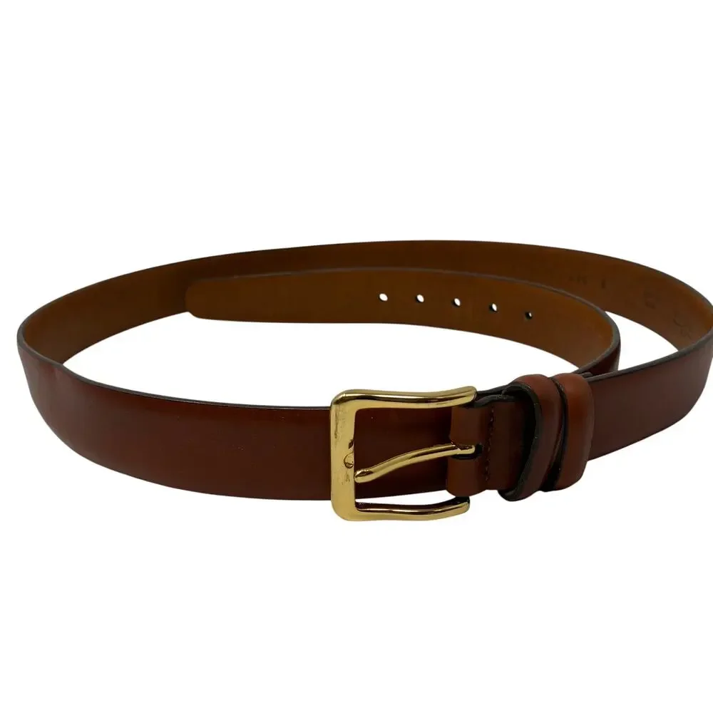 Trafalgar Mens Brown Leather Belt Gold Tone Buckle Size 40
